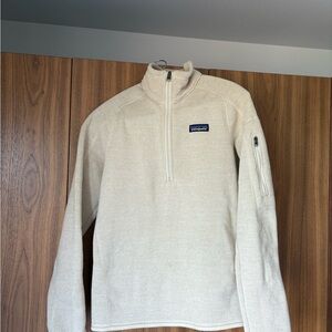 Patagonia Cream Zip Up Sweater with Ribbed Cuffs